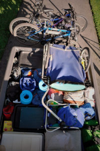 Truck packed for camping